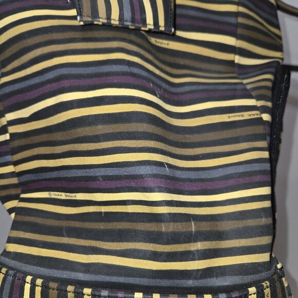 Tara Boone Striped Overnight Bag Tote Weekender Bag Large Brown Tan Pockets Hand - Picture 9 of 13